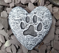 Memorial Stone Heart Dog Paw Print