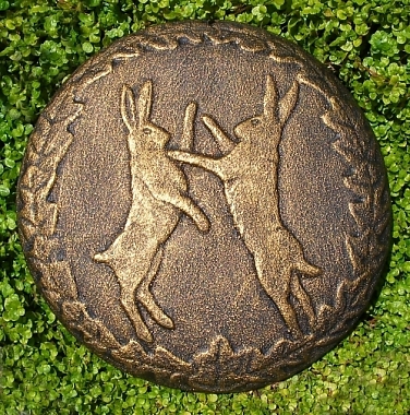 Boxing Hares Wall Plaque in Bronze