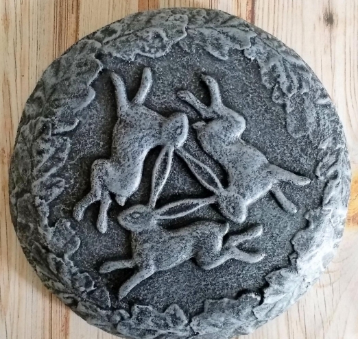 Three Hares Wall Plaque Ornament in Grey